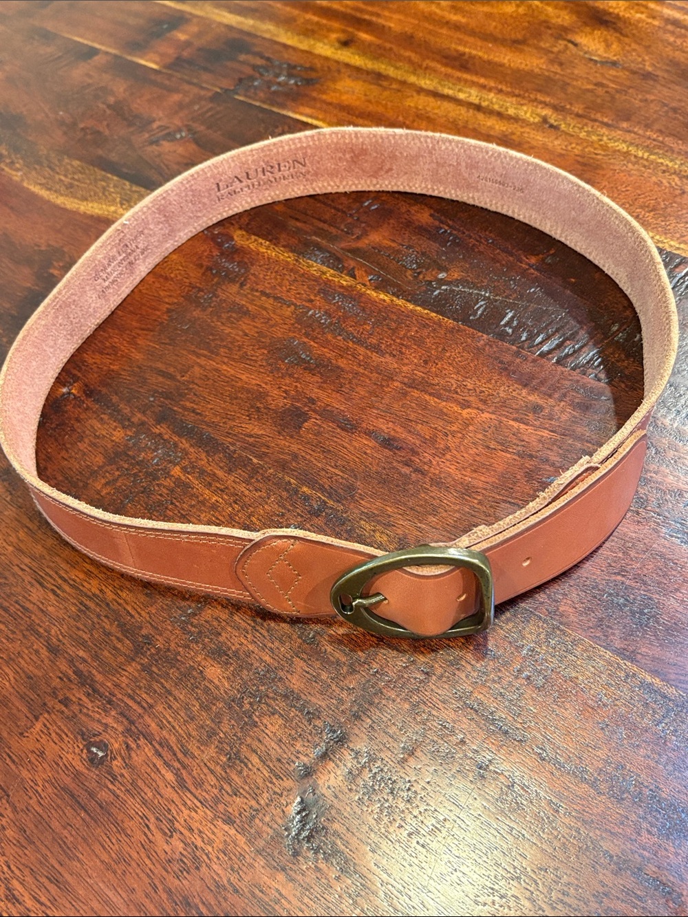 Vintage Lauren Ralph Lauren 90s Western Brown Leather Belt size Large - Picture 6 of 14